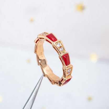 [Star Jewelry]SERPENTI RING PINK GOLD CARNELIAN DIAMOND 3MM