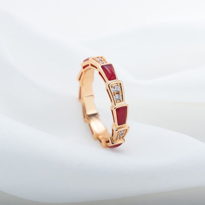 [Star Jewelry]SERPENTI RING PINK GOLD CARNELIAN DIAMOND 3MM