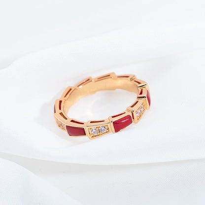 [Star Jewelry]SERPENTI RING PINK GOLD CARNELIAN DIAMOND 3MM