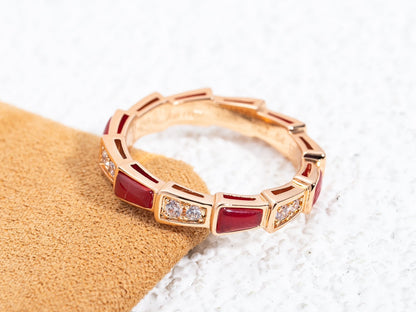 [Star Jewelry]SERPENTI RING PINK GOLD CARNELIAN DIAMOND 3MM