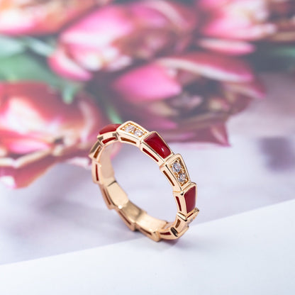 [Star Jewelry]SERPENTI RING PINK GOLD CARNELIAN DIAMOND 3MM