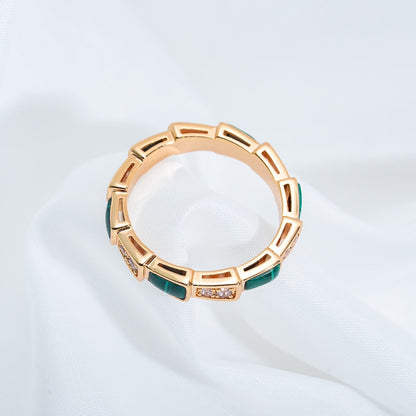 [Star Jewelry]SERPENTI RING PINK GOLD MALACHITE DIAMOND 3MM