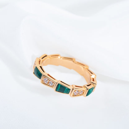 [Star Jewelry]SERPENTI RING PINK GOLD MALACHITE DIAMOND 3MM