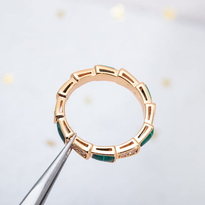 [Star Jewelry]SERPENTI RING PINK GOLD MALACHITE DIAMOND 3MM