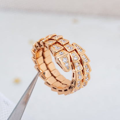 [Star Jewelry]SERPENTI RING PINK GOLD DIAMOND DOUBLE ROW