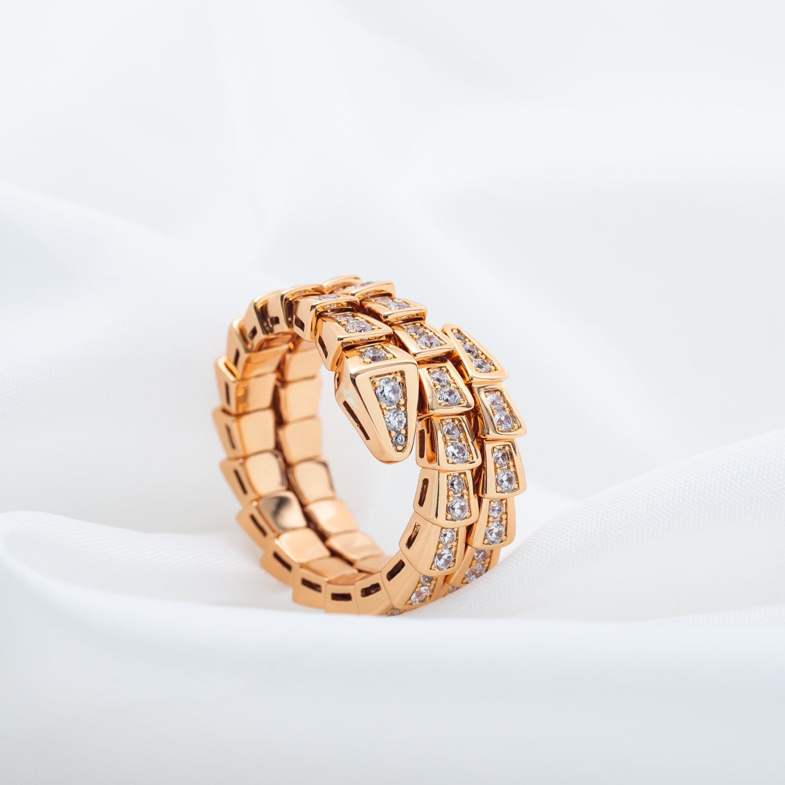 [Star Jewelry]SERPENTI RING PINK GOLD DIAMOND DOUBLE ROW