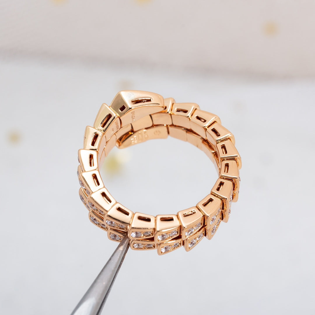 [Star Jewelry]SERPENTI RING PINK GOLD DIAMOND DOUBLE ROW