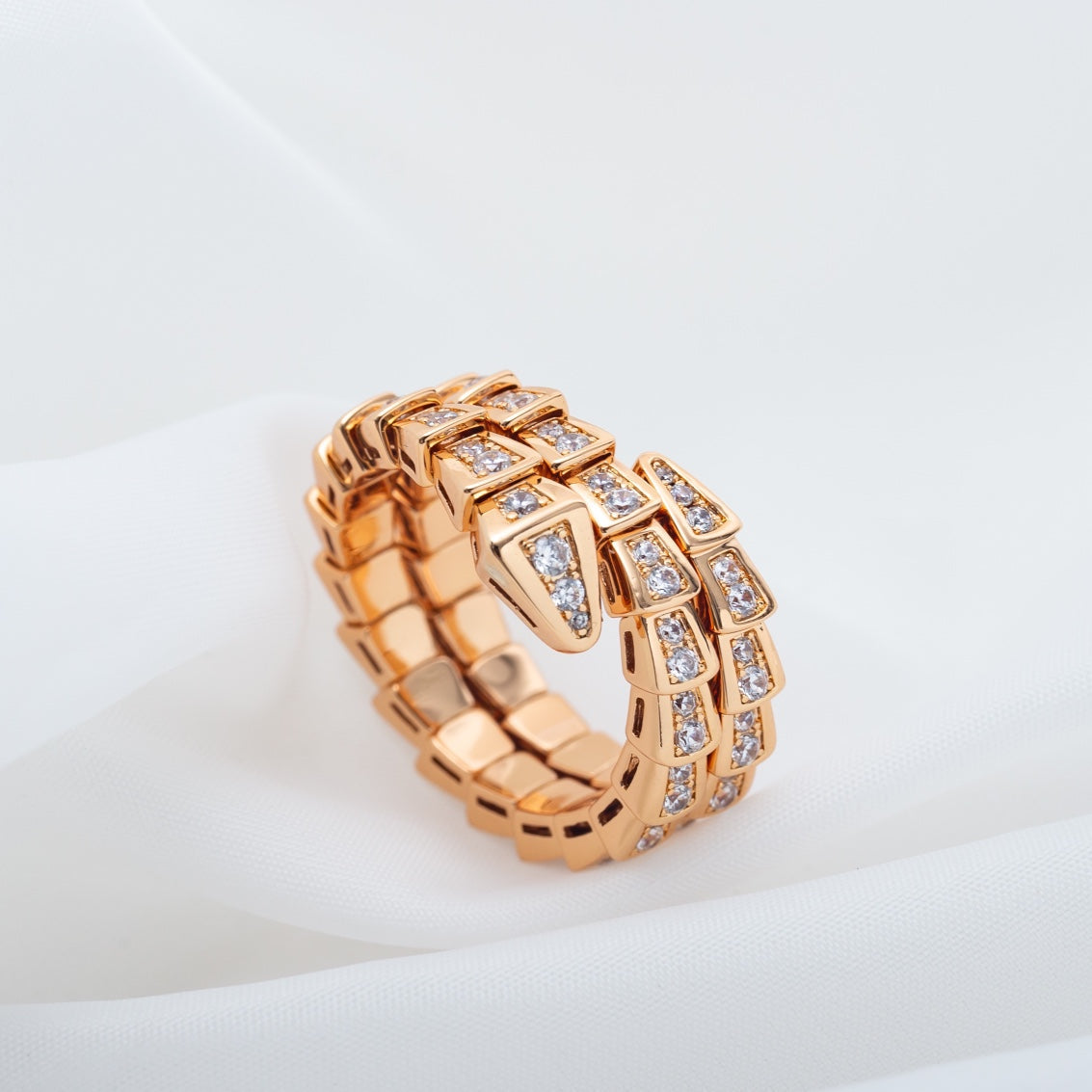[Star Jewelry]SERPENTI RING PINK GOLD DIAMOND DOUBLE ROW