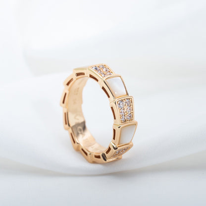 [Star Jewelry]SERPENTI RING PINK GOLD MOP DIAMOND PAVED 4MM