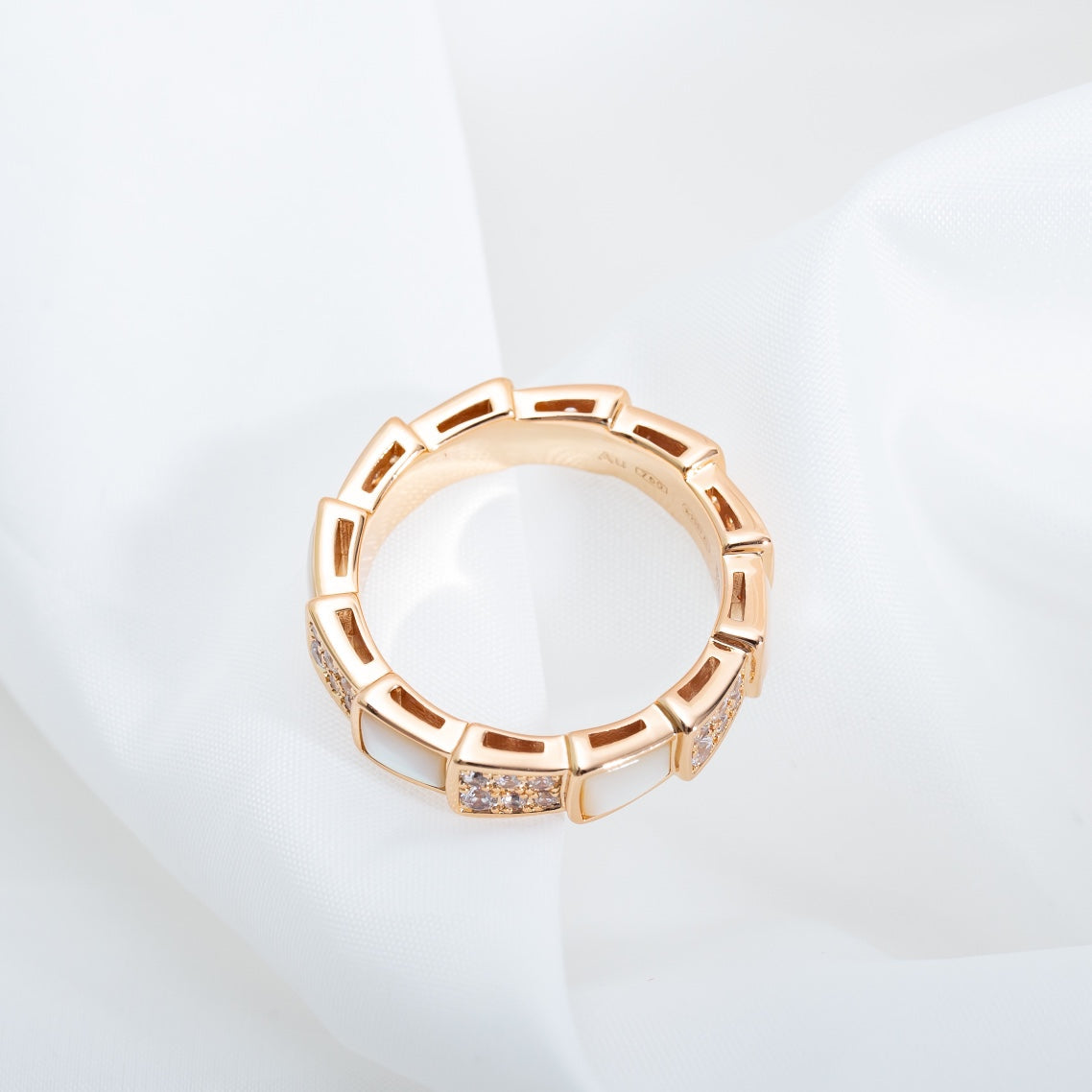 [Star Jewelry]SERPENTI RING PINK GOLD MOP DIAMOND PAVED 4MM