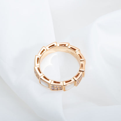 [Star Jewelry]SERPENTI RING PINK GOLD MOP DIAMOND PAVED 4MM