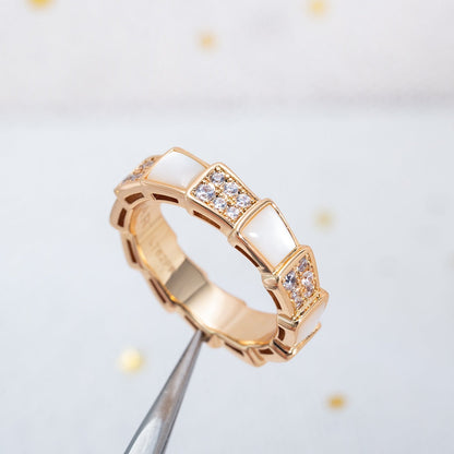[Star Jewelry]SERPENTI RING PINK GOLD MOP DIAMOND PAVED 4MM