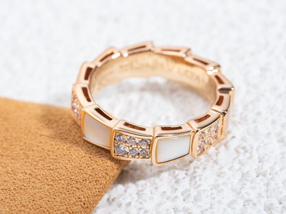 [Star Jewelry]SERPENTI RING PINK GOLD MOP DIAMOND PAVED 4MM