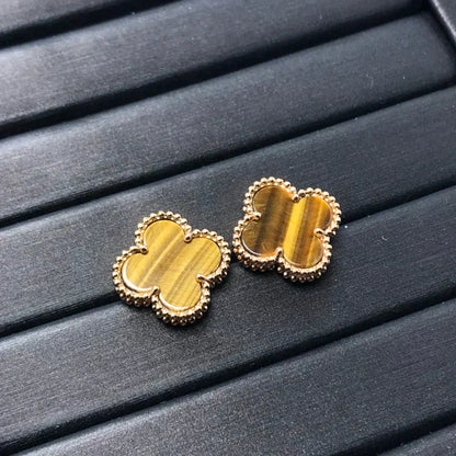 [Star Jewelry]CLOVER MEDIUM 1 MOTIFS TIGER EYE EARRINGS