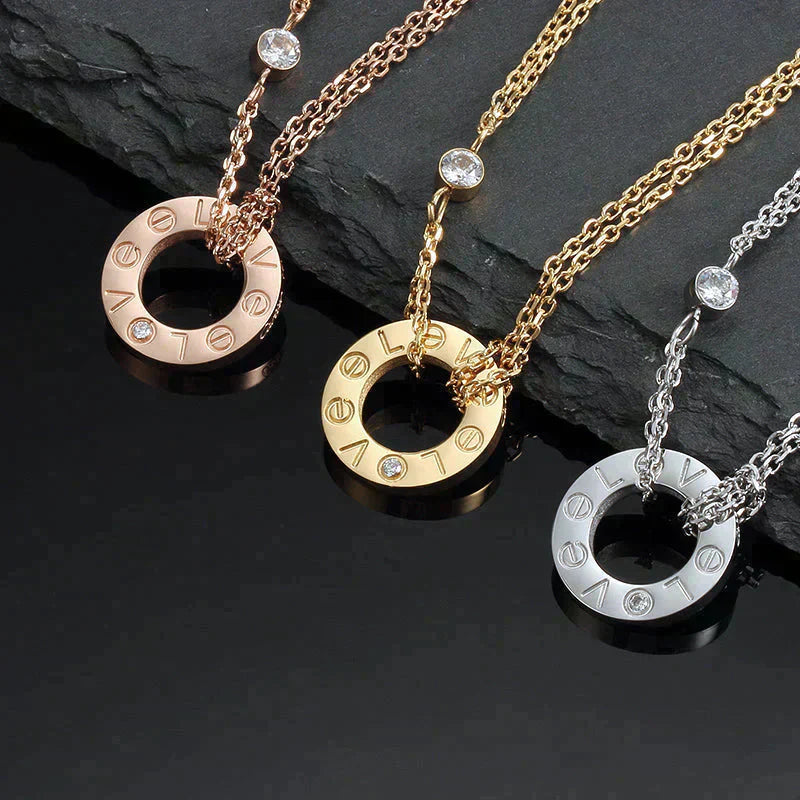 [Star Jewelry]LOVE NECKLACE 16MM 2 DIAMONDS