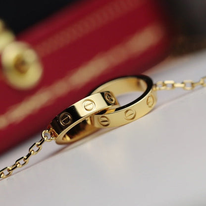 [Star Jewelry]LOVE NECKLACE DOUBLE RING GOLD