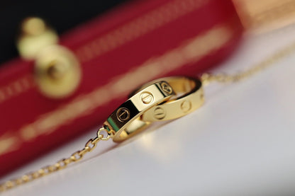 [Star Jewelry]LOVE NECKLACE DOUBLE RING GOLD