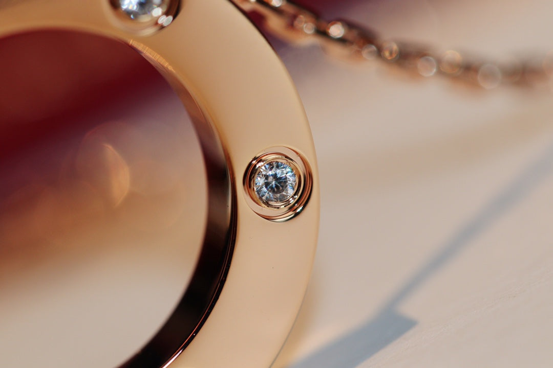 [Star Jewelry]LOVE NECKLACE 16MM 6 DIAMONDS PINK GOLD