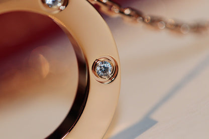 [Star Jewelry]LOVE NECKLACE 16MM 6 DIAMONDS PINK GOLD