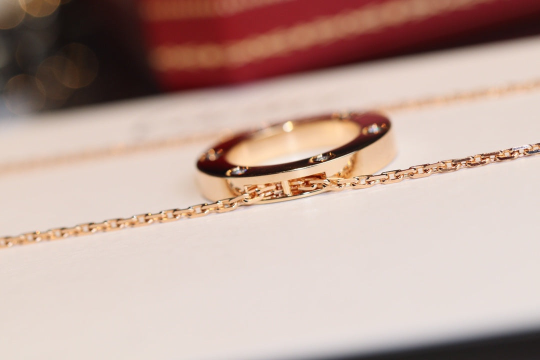 [Star Jewelry]LOVE NECKLACE 16MM 6 DIAMONDS PINK GOLD