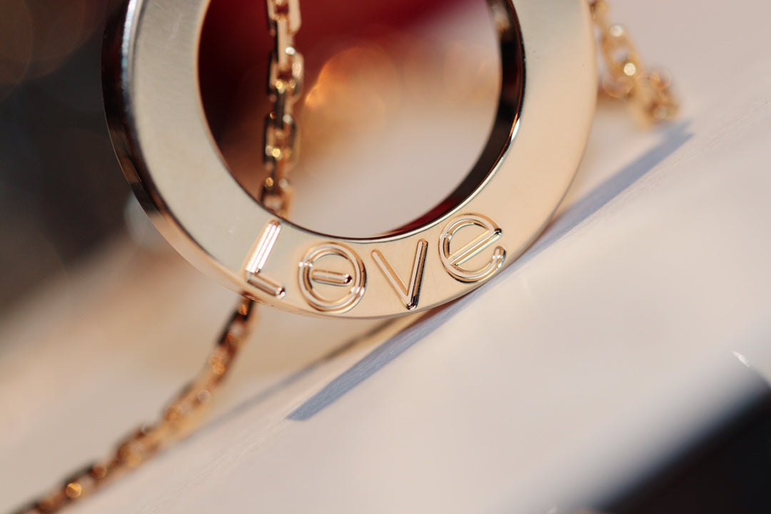 [Star Jewelry]LOVE NECKLACE 16MM 6 DIAMONDS PINK GOLD