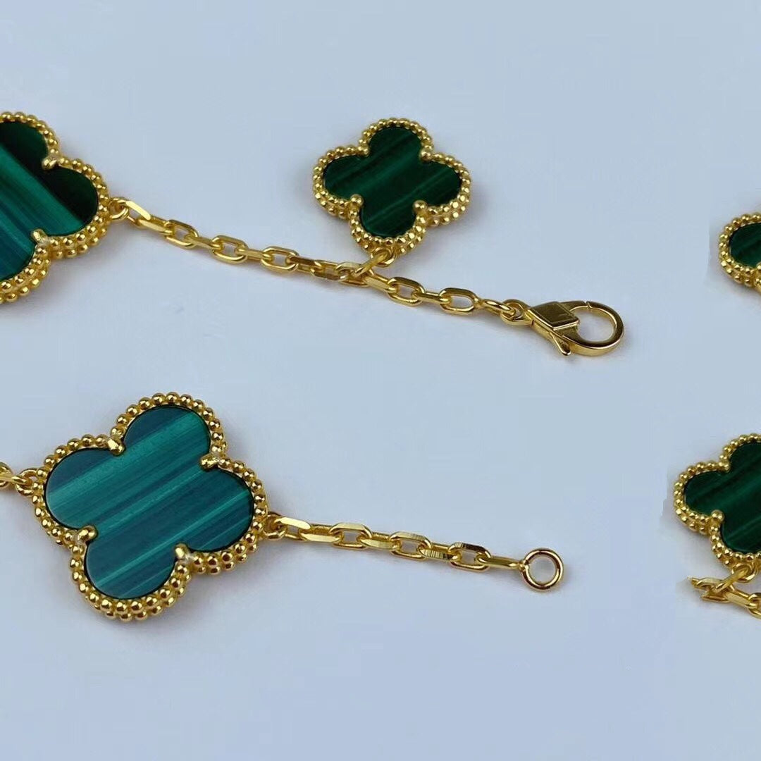 [Star Jewelry]MAGIC CLOVER MALACHITE GOLD BRACELET 5 MOTIFS