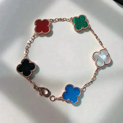 [Star Jewelry]CLOVER 5 MOTIFS MULTICOLOR BRACELET