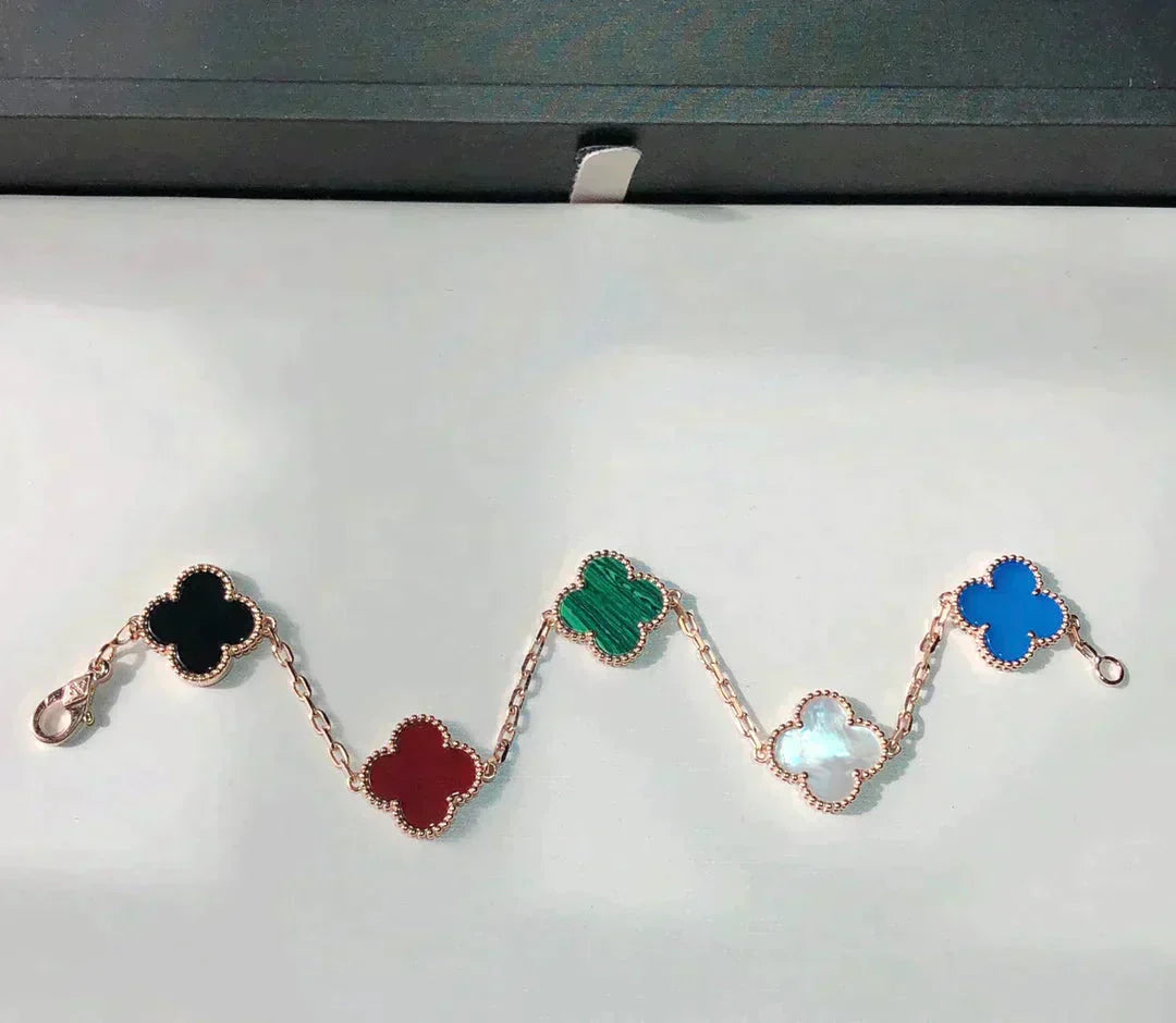 [Star Jewelry]CLOVER 5 MOTIFS MULTICOLOR BRACELET