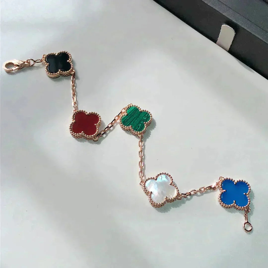 [Star Jewelry]CLOVER 5 MOTIFS MULTICOLOR BRACELET