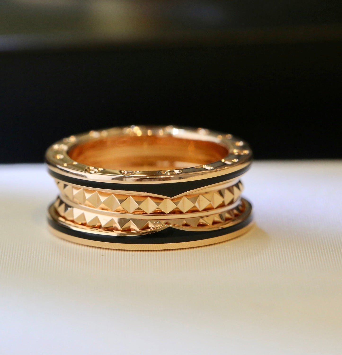 [Star Jewelry]ZERO 1 PINK GOLD BLACK CERAMIC RING