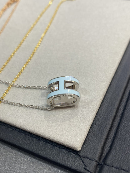 [Star Jewelry]POP H LIGHT BLUE NECKLACE