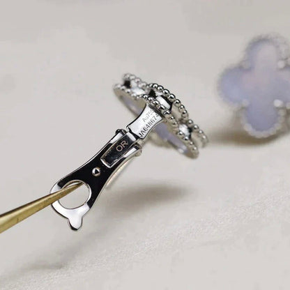 [Star Jewelry]CLOVER MEDIUM 1 MOTIFS  WHITE MOP EARRINGS SILVER