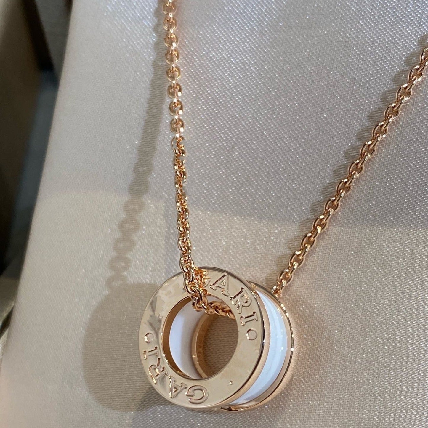 [Star Jewelry]ZERO 1 WHITE CERAMIC PINK GOLD NECKLACE