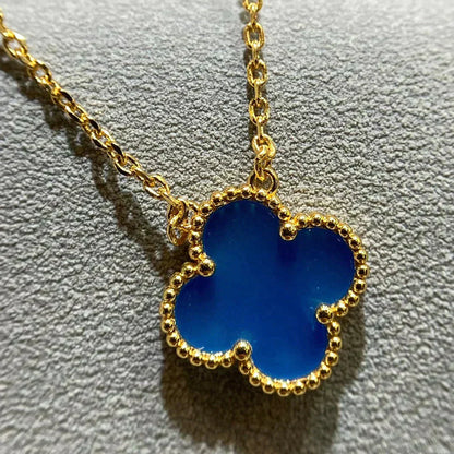 [Star Jewelry]CLOVER 15MM BLUE AGATE NECKLACE