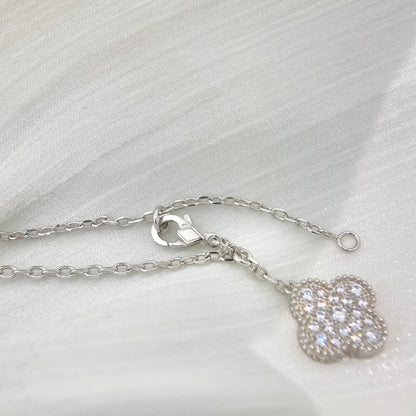 [Star Jewelry]CLOVER 5 MOTIFS SILVER DIAMONDS NECKLACE