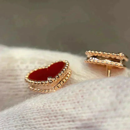 [Star Jewelry]HEART CARNELIAN STUD EARRINGS