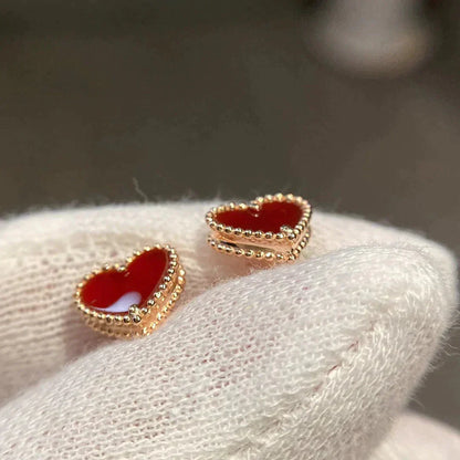 [Star Jewelry]HEART CARNELIAN STUD EARRINGS