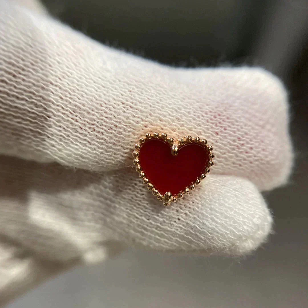 [Star Jewelry]HEART CARNELIAN STUD EARRINGS