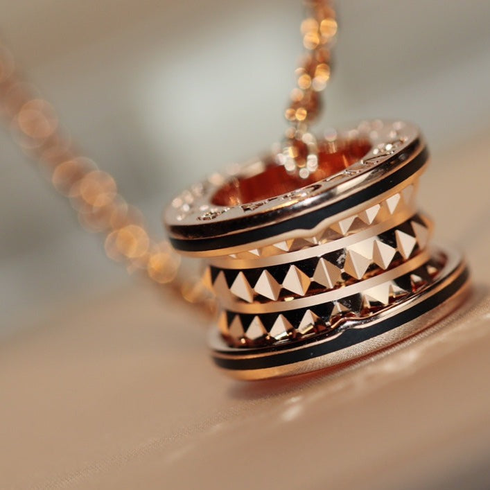 [Star Jewelry]ZERO 1 ROCK PEDANT PINK GOLD BLACK NECKLACE