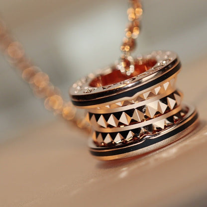 [Star Jewelry]ZERO 1 ROCK PEDANT PINK GOLD BLACK NECKLACE