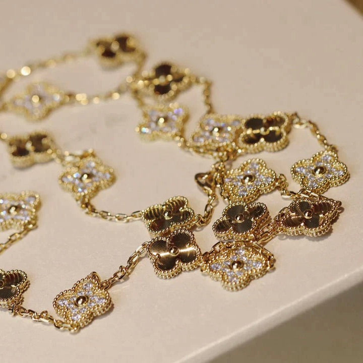 [Star Jewelry]CLOVER 20 MOTIFS LASER DIAMOND NECKLACE