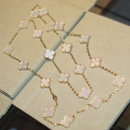 [Star Jewelry]CLOVER 20 MOTIFS WHITE MOP NECKLACE
