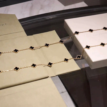 [Star Jewelry]CLOVER 20 MOTIFS ONYX NECKLACE