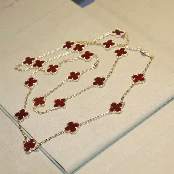[Star Jewelry]CLOVER 20 MOTIFS CARNELIAN NECKLACE