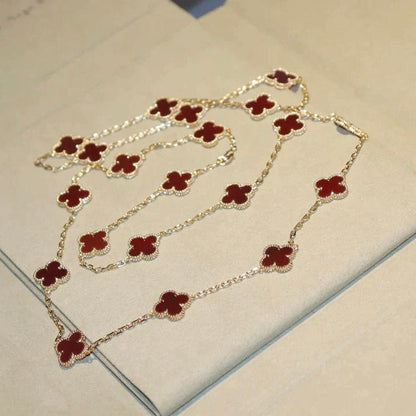 [Star Jewelry]CLOVER 20 MOTIFS CARNELIAN NECKLACE