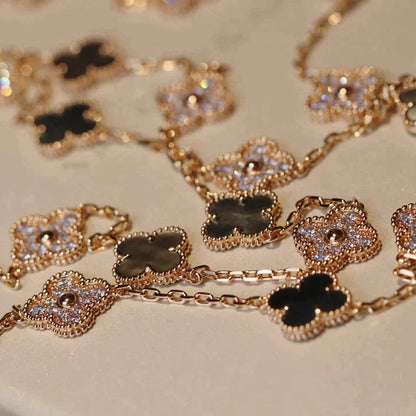 [Star Jewelry]CLOVER 20 MOTIFS DARK MOP DIAMOND  NECKLACE