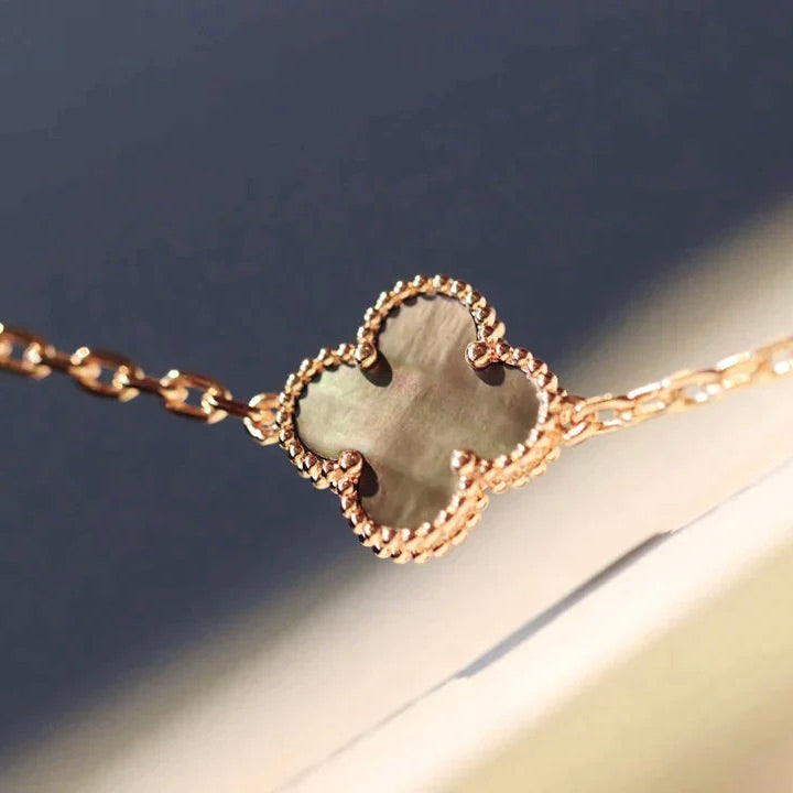 [Star Jewelry]CLOVER 20 MOTIFS DARK MOP DIAMOND  NECKLACE