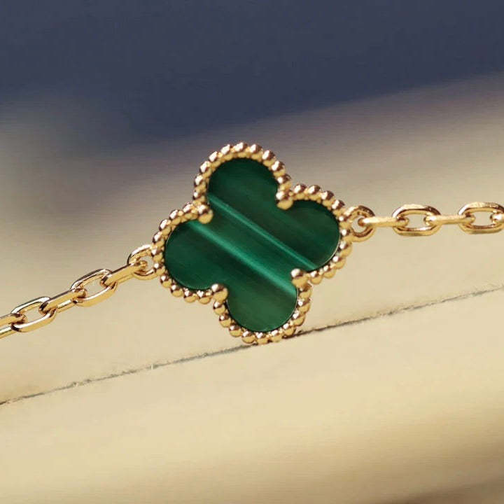 [Star Jewelry]CLOVER 20 MOTIFS MALACHITE DIAMOND NECKLACE