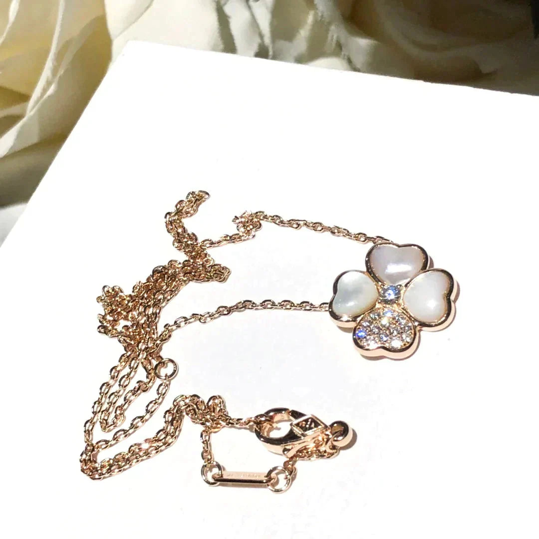 [Star Jewelry]CLOVER MOP DIAMOND ROSE GOLD NECKLACE