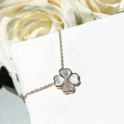 [Star Jewelry]CLOVER MOP DIAMOND ROSE GOLD NECKLACE